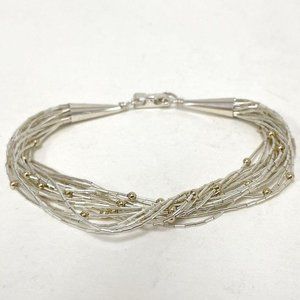 CAROLYN POLLACK Relios  Sterling Liquid Silver and Gold Bead Bracelet